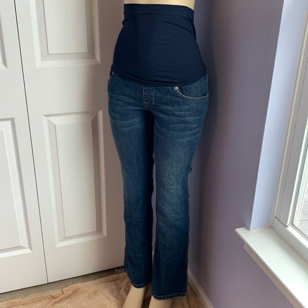 Liz Lange Maternity Full Panel Jeans Blue Denim 4